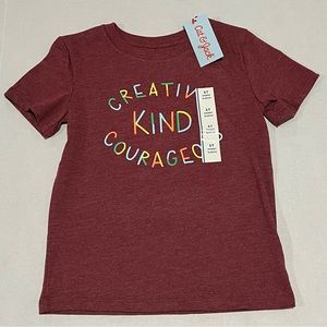 Cat & Jack Toddlers “Creative Kind Courageous” Short-Sleeve Shirt,Burgundy (5T)